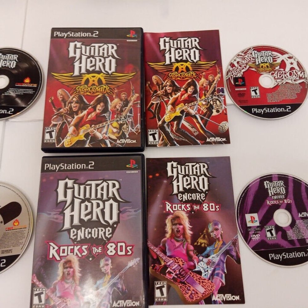PS2 Kramer Striker Guitar Hero Wireless Bundle Dongle 4 Games Playstation 2 - Picture 7 of 15